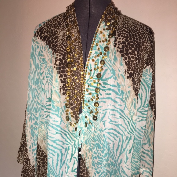 Maggie Barnes Tops - New women’s Maggie Barnes sheer sequin shirt 2X